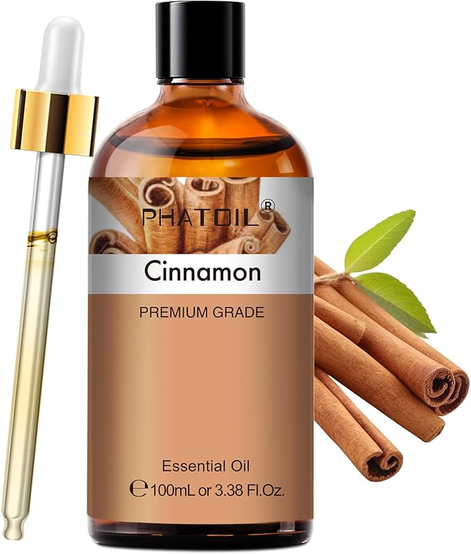 PHATOIL Cinnamon Essential Oil - Pure Essential Oil for Aromatherapy, Home Cleaning, Skin Care, and Home Freshening, DIY Candle & Soap Making 3.38 Fl Oz - Bloomnest