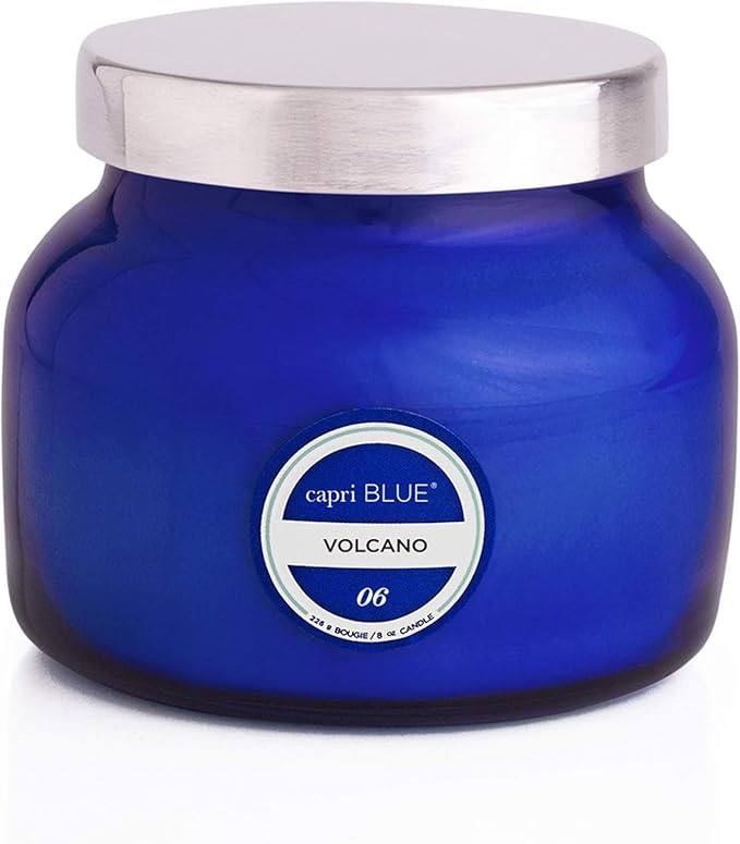 Capri Blue Volcano Scented Candles - Luxury Glass Jar Candles for Home Scented with Tropical Fruit & Sugared Citrus - Soy Wax Blend - Capri Blue Volcano - Blue Color (8 oz) - Bloomnest