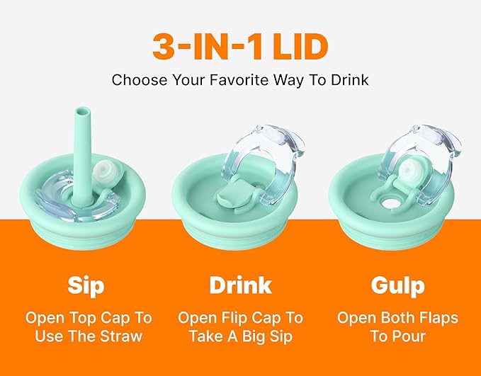 VINUR Kids Tumbler with Handle 14 oz Stainless Steel Double Wall Vacuum Insulated Tumbler with Lid and Straw, Leak Proof Water Cup for Travel (Astronaut) - Bloomnest
