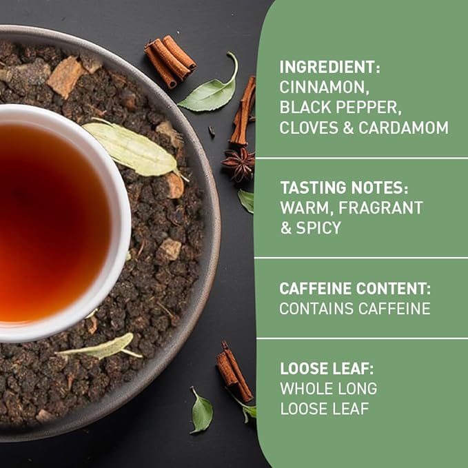 HANDPICK, Premium Chai Tea Loose Leaf (340g/12oz) | Blend Of Black Tea - Masala Chai Tea With Cinnamon, Cardamom, Cloves & Black Pepper | Resealable Ziplock Pouch - Bloomnest