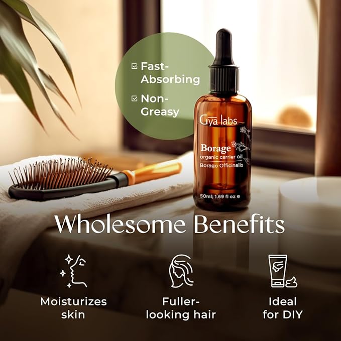 Gya Labs Borage Carrier Oil - 1.7 Fl Oz - for Hair, Skin, Face, Scalp & Body Massage - Bloomnest