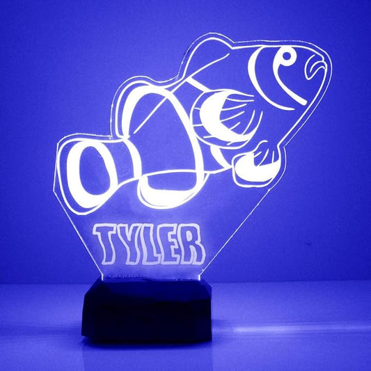 MMS Fish LED Night Light Lamp, Personalized with Your Name or Text, Remote Control with 16 Colors, 4 Light Modes, Customized Gift LED Lamp Sign Display Lights Up, USB Cord or Battery - Bloomnest
