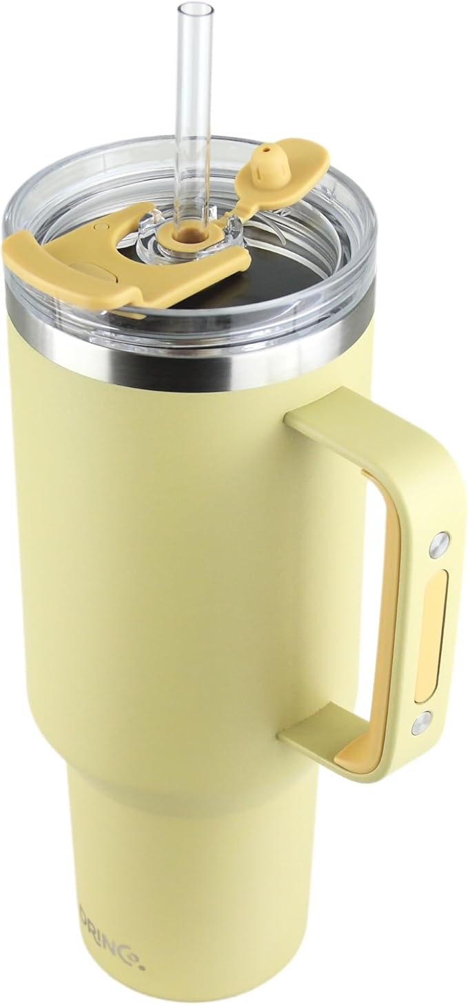 Drinco 40oz 30 oz Tumbler with Handle, Straw Lid, Insulated Stainless Steel Travel Mug Water Bottle Ice Coffee Cup For Cold and Hot, BigSur (40oz Moonstone)