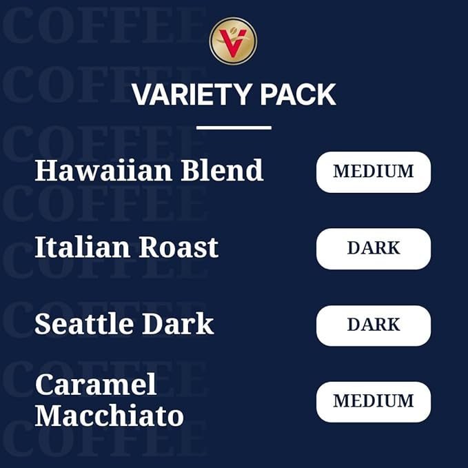 Victor Allen's Coffee Variety Pack (Kona Blend, Italian Roast, Seattle Dark, Caramel Macchiato), 96 Count, Single Serve Coffee Pods for Keurig K-Cup Brewers - Bloomnest