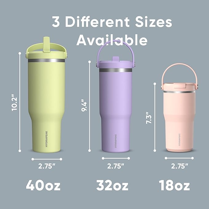 Hydrapeak Nomad 32 oz Tumbler with Handle and Straw Lid, Leakproof, Double Insulated, 32oz Cup, Stainless Steel (Powder Blue) - Bloomnest