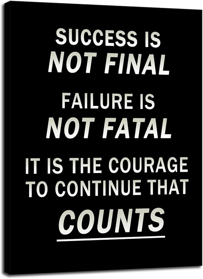 Winston Churchill Motivational Wall Art Printed Modern Artwork To Continue That Counts Inspirational Quotes Canvas Poster for Living Room Hallway Office Home Framed Ready to Hang [30" W X 40" H] - Bloomnest