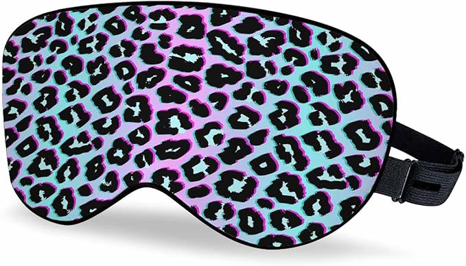 Leopard Sleep Eye Mask Animal Skin Retro 1980-1990'S Fashion Trendy Neon Colors Men Women Sleep Mask with Adjustable Strap Eye Cover Eye Shade for Travel, Nap,Meditation - Bloomnest