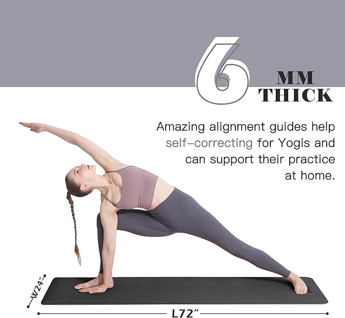 Yoga Mat Non Slip, Pilates Fitness Mats, Eco Friendly, Anti-Tear 1/4" Thick Yoga Mats for Women, Exercise Mats for Home Workout with Carrying Sling and Storage Bag - Bloomnest