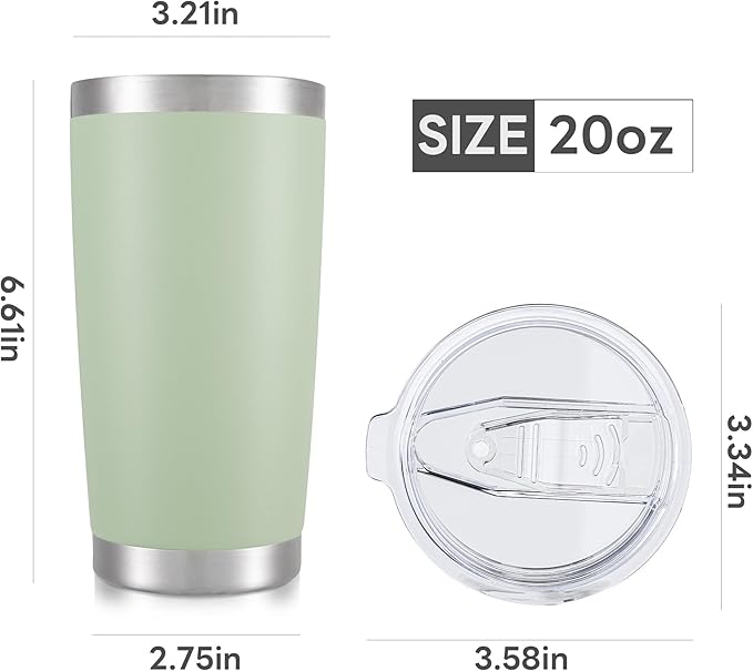 20 oz Tumbler with Lid Stainless Steel Insulated Tumblers Bulk Double Wall Vacuum Cups Powder Coated Travel Mug Keep Drinks Cold and Hot, Sagebrush Green, 4 Pack - Bloomnest
