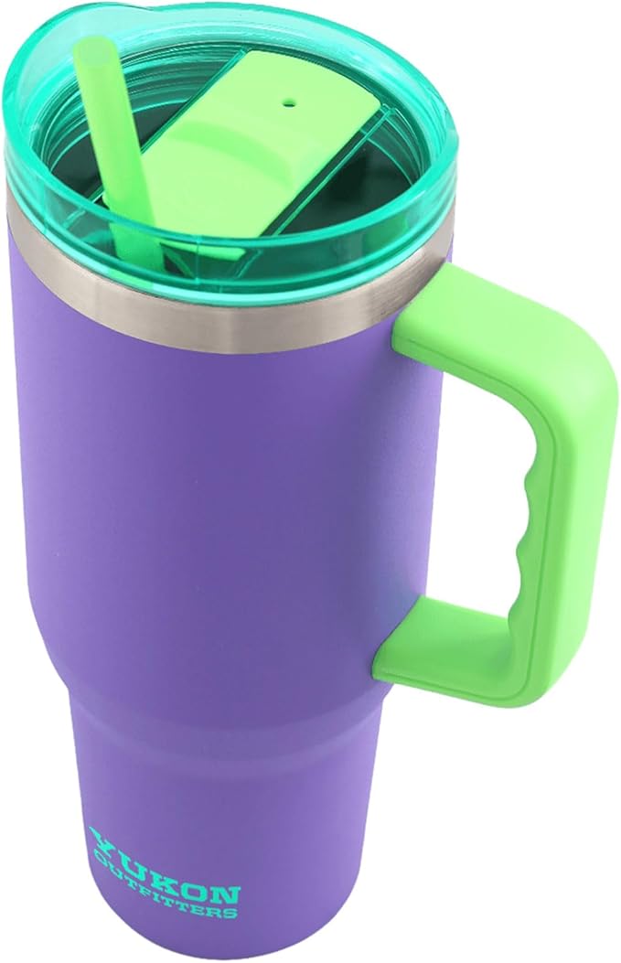 Yukon Outfitters Fit Forty 40oz Double Wall Vacuum Insulated Stainless Steel Tumbler with Reusable Straw & Ergonomic Handle | For Hot or Cold Beverage, Miami Beach - Bloomnest