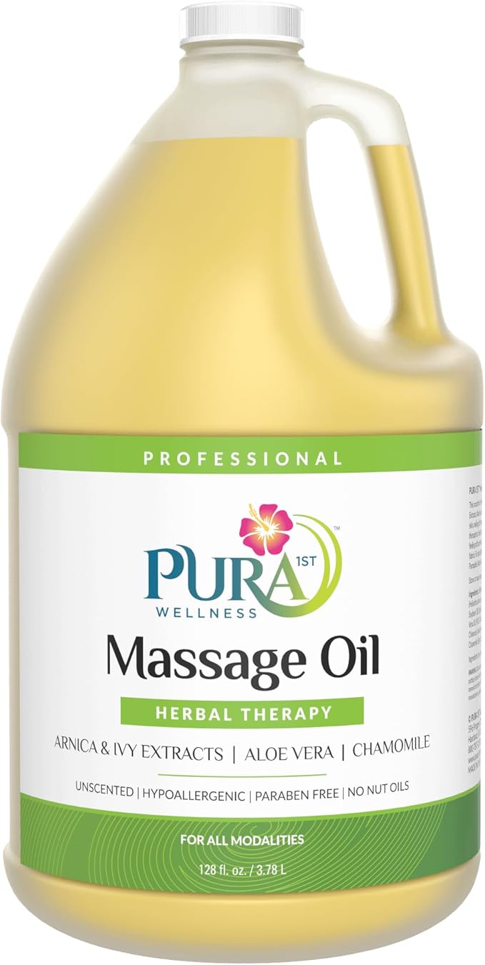 Wellness Professional Herbal Massage Oil, 128oz, Hypoallergenic Formula for Muscle Relief, Professional Deep Tissue Therapy, Unscented Oil for Physical Therapy and Muscle Recovery - Bloomnest