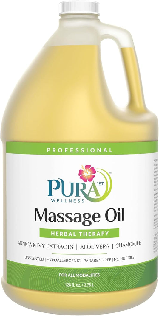 Wellness Professional Herbal Massage Oil, 128oz, Hypoallergenic Formula for Muscle Relief, Professional Deep Tissue Therapy, Unscented Oil for Physical Therapy and Muscle Recovery - Bloomnest