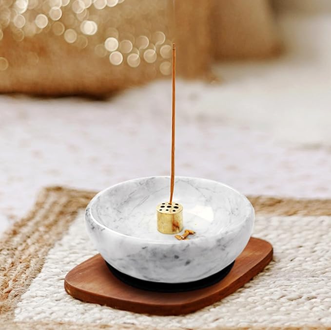 Vrupin Natural Marble Incense Burner, Handmade Incense Stick Incense Burner Reflux Burner, Ideal for use in Meditation, Incense Smokers and Decoration. (Grey) - Bloomnest