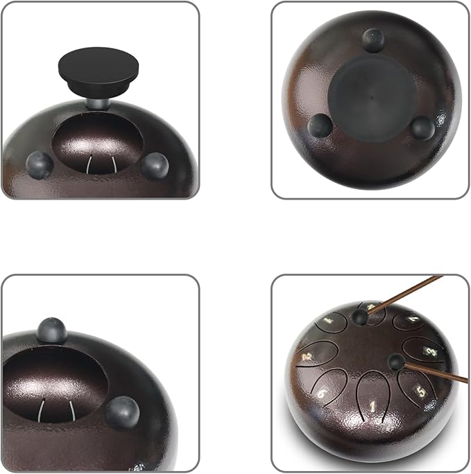 REGIS Steel Tongue Drum 6 inch 8 Notes Musical Percussion Instrument, rain Drum for Outside - Musician Gift for Family and Friends(Maroon)