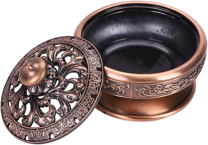 Incense Burner Cone Incense Holder Censer with a Dustproof Lid Exquisite Alloy Decoration for Bedroom Kitchen Teahouse Office - Bloomnest