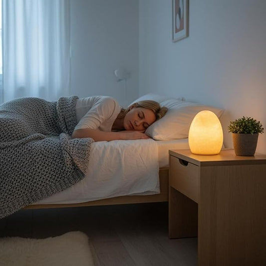 Himalayan Mineral Egg Lamp - Rechargeable Touch Control Night Light with 3-Level Warm Glow, Natural Quartz Stone Decor for Bedroom, Living Room, Office (13.5cm/5.3in) - Bloomnest