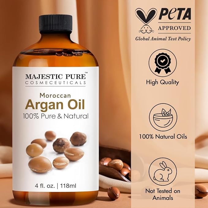 Majestic Pure Essential Oil with Glass Dropper - 100% Pure and Natural - Essential Oils for Diffuser, Aromatherapy, Soap and Candle Making, Moroccan Argan Essential Oil, Moroccan Argan Oil, 4 Fl Oz - Bloomnest