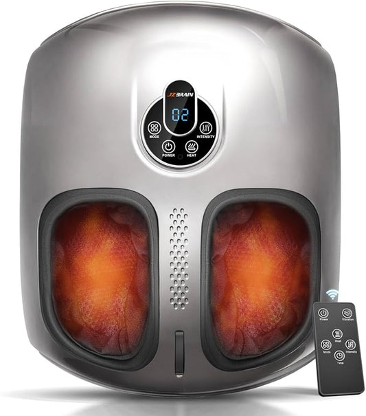 Shiatsu Foot Massager Machine with Heat : Deep Kneading Foot Massager with Vibration & Compression for Plantar Fasciitis & Neuropathy - for Women & Men,Relax for Home Office Use (Silver) - Bloomnest