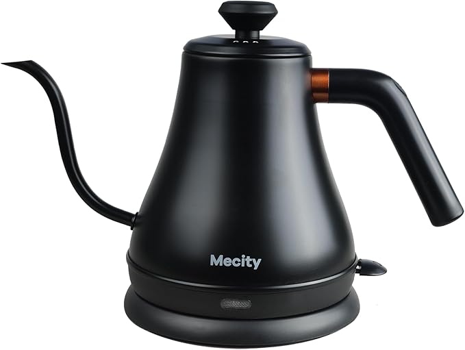 Mecity Electric Kettle Gooseneck Water Kettle Stainless Steel Tea Kettle Water Boiler Fast Heating, Auto Shut Off, 27 fl oz, 1000W, Matte Black - Bloomnest