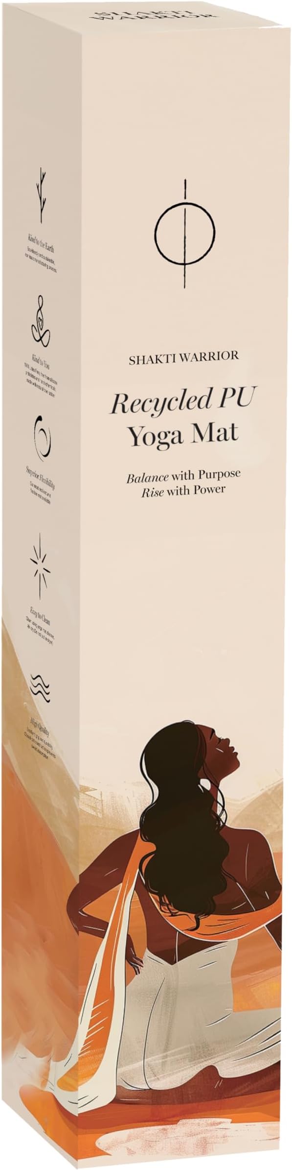 Shakti Warrior Shanti PU Yoga mat - Artist Designed, Premium eco friendly mats, Non Slip, Non Toxic, Great for Regular & Hot Yoga, Pilates and Work out (72 inch x 28 inch x 5mm Thick)k out (72 inch x 28 inch x 5mm Thick)