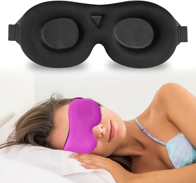 DTS Sleep Masks for Side Sleepers Men Women Zero Eye Pressure 3D Cups Complete Light Blocking Night Blindfold with Adjustable Strap Shade Cover Sleeping Mask for Travel Nap Work Home (Pink) - Bloomnest