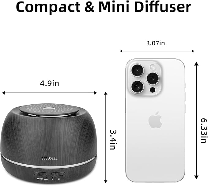 300ML Essential Oil Diffuser,Ultrasonic Aromatherapy Diffuser, 7-Color Gradient Lights, Remote Control, 8 Hours Run Time, Suitable for Home,Office - Bloomnest