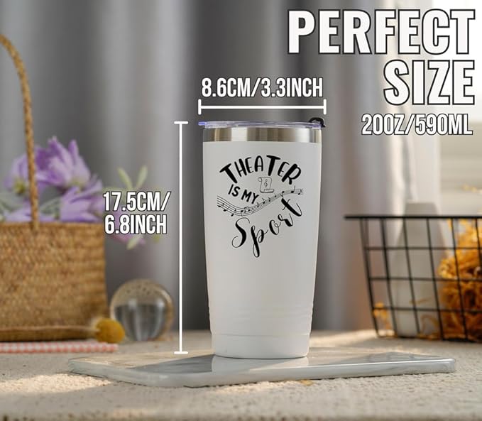 Onebttl Theater Gifts, Broadway Gifts for Musicians, Actors and Music Teacher on World Theatre Day, Birthday and Chistmas, 20 oz Insulated Stainless Steel Tumbler - THEATER IS MY SPORT - Bloomnest