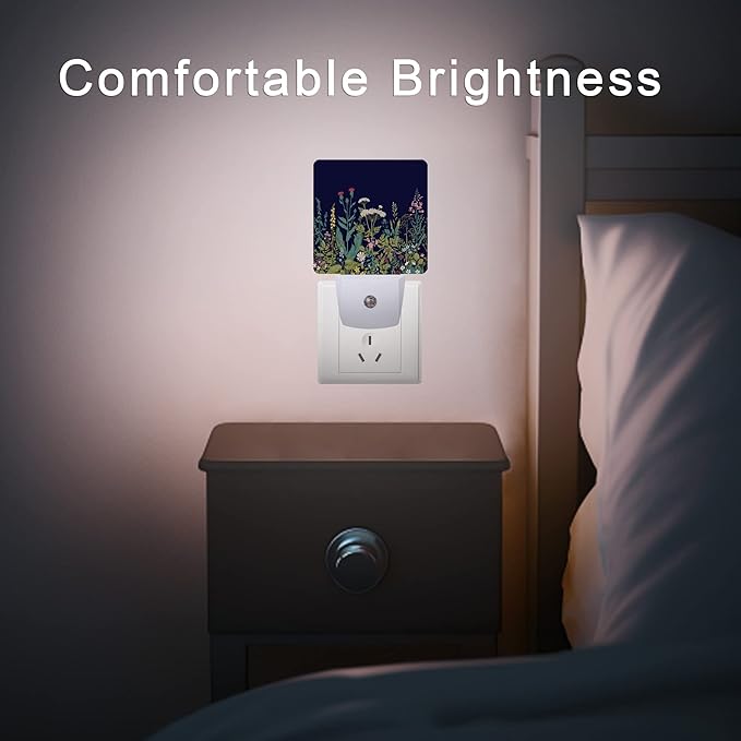 Herbs and Wild Flowers Night Light,Night Lights Plug into Wall 0.5W Sleep Friendly for Boys Girls Led Night Light Dusk to Dawn Sensor Nightlight for Stairway/Hallway/Bedroom - Bloomnest