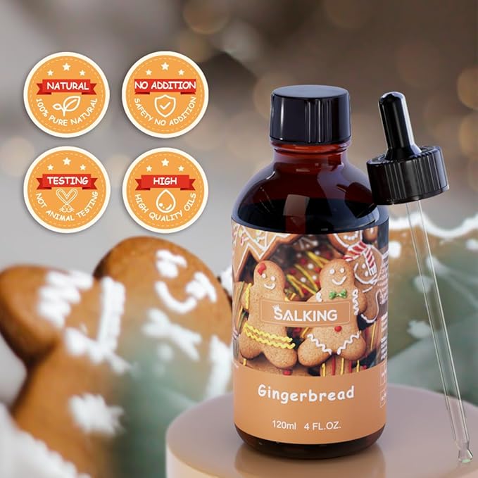SALKING Gingerbread Fragrance Oil, 120ml (4 Fl Oz) Premium Essential Oils for Diffuser, Candle Scents for Candle Making, Soap Making Supplies, Diffuser Oil Scents, Gift for Her - Bloomnest