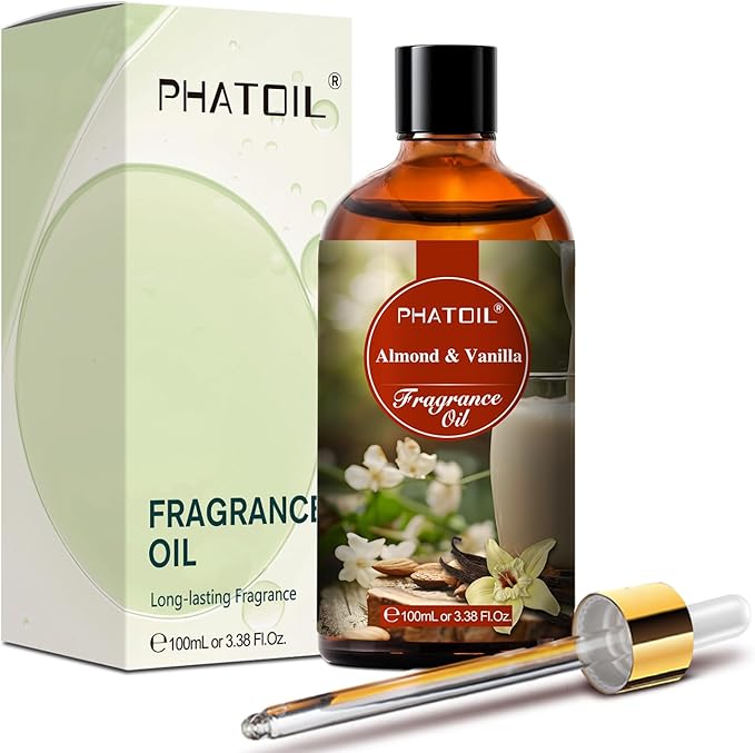 PHATOIL Almond & Vanilla Fragrance Oils for Aromatherapy, 3.38FL.OZ Diffuser Oils for Home, Perfect for Aromatherapy, Humidifiers, Yoga, DIY Candle and Soap Making - 100ml - Bloomnest