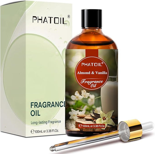 PHATOIL Almond & Vanilla Fragrance Oils for Aromatherapy, 3.38FL.OZ Diffuser Oils for Home, Perfect for Aromatherapy, Humidifiers, Yoga, DIY Candle and Soap Making - 100ml - Bloomnest