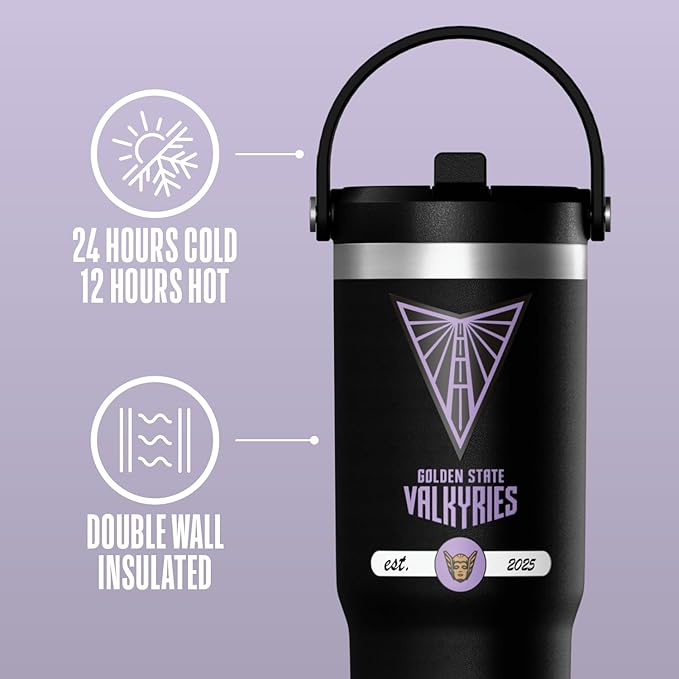 Hydrapeak x WNBA Officially Licensed Golden State Valkyries 32 oz Nomad Tumbler with Handle and Straw Lid, Leakproof Stainless Steel Water Bottle - Bloomnest