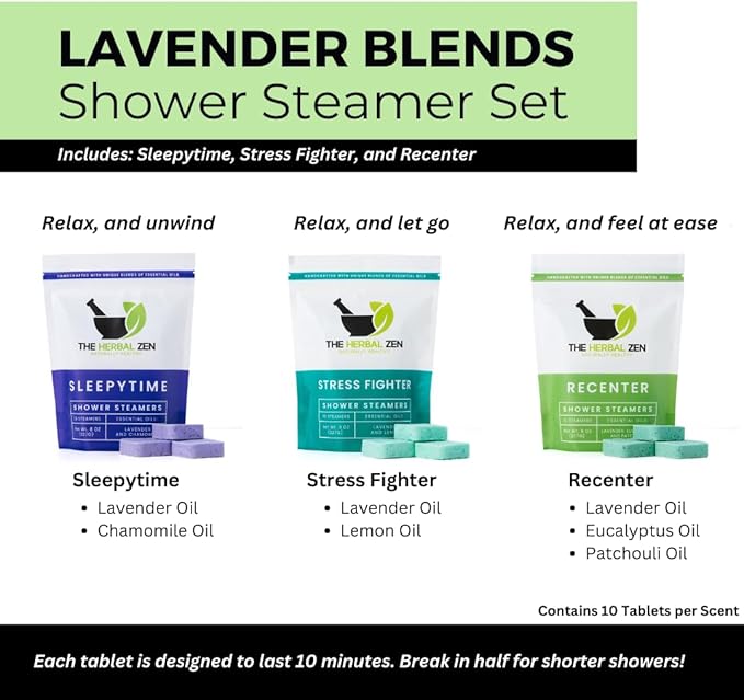 Bulk Shower Steamers with Essential Oils Combo Set by The Herbal Zen (3 Packs of 10 Tablets, Value Set), Bulk Shower Bombs, Relaxation Gift for Women and Men, Birthday Gifts, Mothers Day Gift - Bloomnest