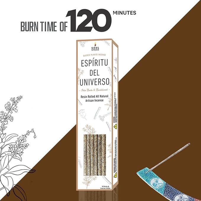SOUL STICKS Handcrafted 10pcs Resin Artisan Incense Sticks Non-Toxic & Long Lasting Aromatic Sticks for Yoga Meditation Relaxation Aromatherapy Cleansing & Purification (Palo Santo & Sandalwood) SoulSticks