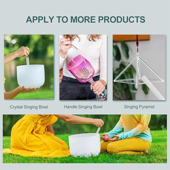 Singing Bowl Mallet Clear Acrylic Silicone Rubber Striker Mallet for Playing Quartz Crystal Singing Bowl with Bundle Pocket(White) - Bloomnest