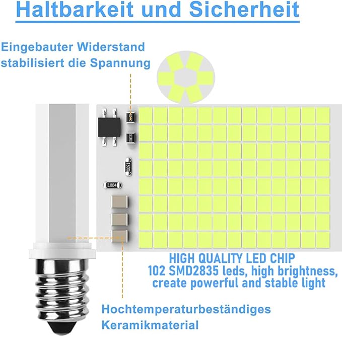 E14 LED Bulb E14 European Base Bulb E14 Cooker Hood Bulb E14 Chandelier Light Bulb 120V Replace Salt lamp,home lighting, kitchens lighting 8W(80W Halogen Equivalent)4-Pack(Daylight White 6000K) - Bloomnest