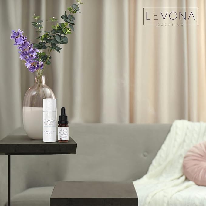 Levona Scents Pure Essential Oils for Diffusers for Home Luxury Scents - Restful Lavender Essential Oil is A Floral Blend of Eucalyptus, Bergamot, Lavender - Aroma Diffuser Oil LEVONASCENT