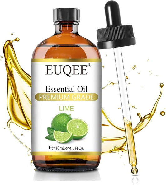 EUQEE Lime Essential Oil 4fl oz Pure Lime Oil Essential Oil with Dropper for Diffusers, DIY Soap & Bath Bombs (118 ml) - Bloomnest