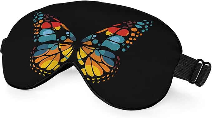 Red Blue Yellow Butterfly Silk Eye Mask Sleep Mask Exquisite Mysterious Butterfly Black Eye Mask with Adjustable Strap Lightweight for Women Work Travel Night Sleep - Bloomnest