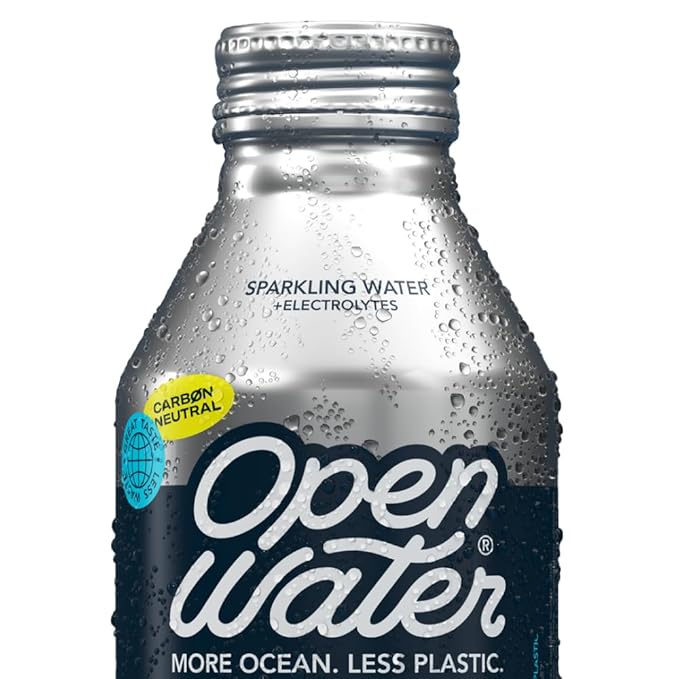 Open Water Sparkling 16oz bottles (6 cases, 72 bottles) - Sustainable Aluminum Bottled Sparkling Water With Electrolytes - 7.0 pH Balanced BPA-Free Ultra-Purified Water - Bloomnest