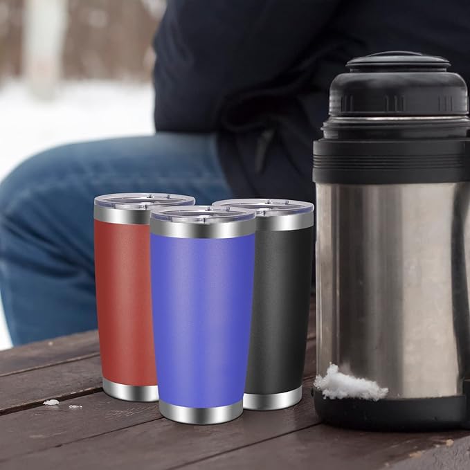 VEGOND 20oz Tumbler with Lid and Straw Stainless Steel Tumbler Cup Bulk Vacuum Insulated Double Wall Travel Coffee Mug Powder Coated Coffee Cup (Bluish Violet 6 Pack) - Bloomnest