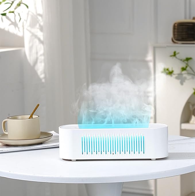 Volcano Humidifier Flame Fire Diffuser: 260ml Super Quiet Essential Oil Diffuser 7 Colors Changed Flame Light Spray Aromatherapy Humidifier 2/4/6H Timer Auto Shut Off for Bedroom,Gift (White) MINGPINHUIUSFeatured
