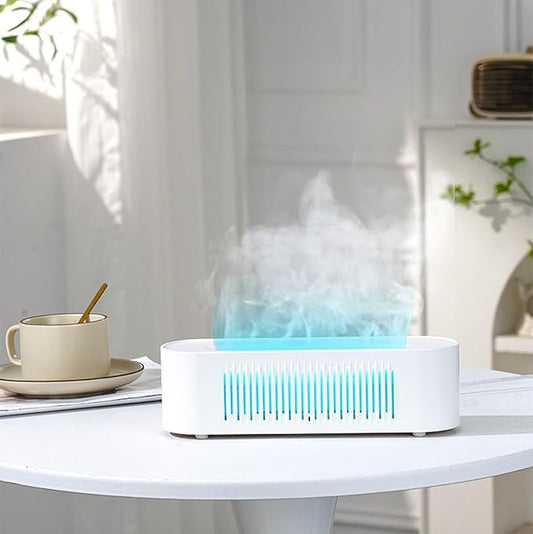 Volcano Humidifier Flame Fire Diffuser: 260ml Super Quiet Essential Oil Diffuser 7 Colors Changed Flame Light Spray Aromatherapy Humidifier 2/4/6H Timer Auto Shut Off for Bedroom,Gift (White) MINGPINHUIUSFeatured