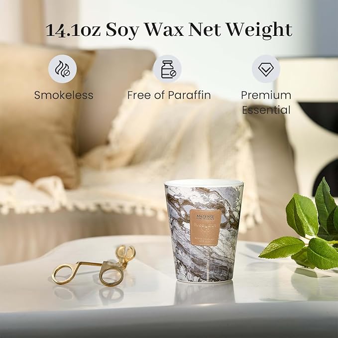 M&SENSE EucalyptusMint Scented Candles for Home, Lead-Free Wick Highly Scented Jar Candles, 14.1 Oz 80 Hours Lasting Burning Candles Gifts for Women, Relaxing Aromatherapy Candle for Stress Relief - Bloomnest