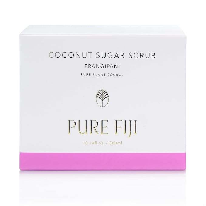 Pure Fiji Coconut Sugar Body Scrub, Frangipani (10.14 Oz /300ml) - Bloomnest