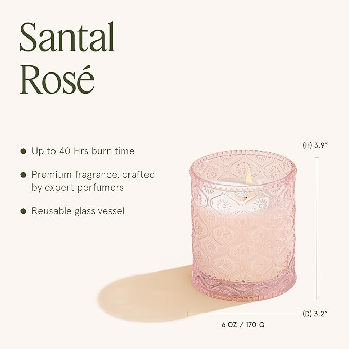 LA JOLIE MUSE Santal Rose Scented Candle – Saffron, Rose & Leather | 6 oz Natural Soy Wax | 40 Hours Clean Burn | Gift-Ready for Hosts & Gatherings | Elegant Home Decor - Bloomnest