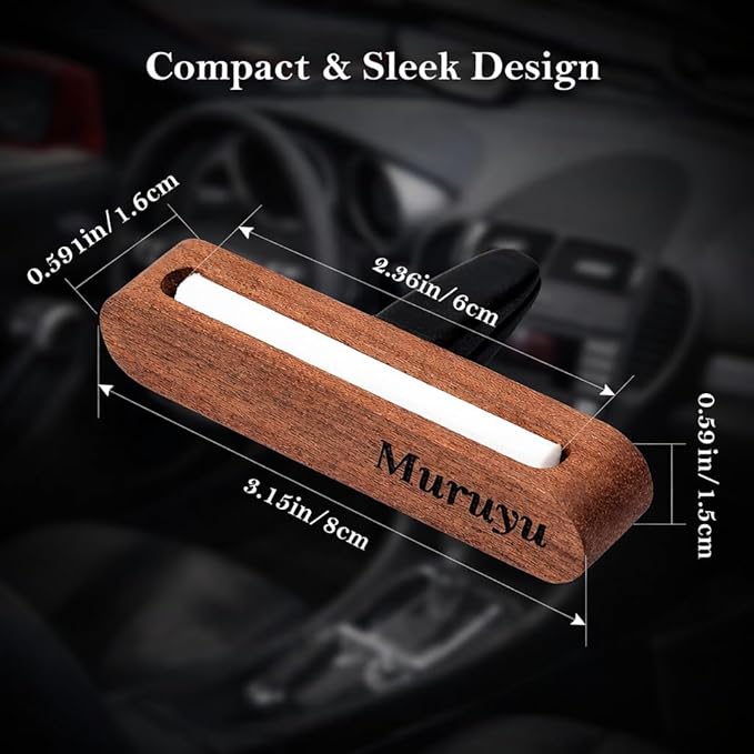 2-Pack Car Diffuser, Natural Sapele Wood Air Freshener Vent Clip for Essential Oils, Refillable Solid Wood Design (No Essential Oils) - Bloomnest