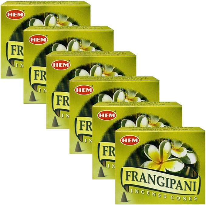 TRUMIRI Incense Cone Holder Bundle with Hem Firangipani Incense Cones - Pack of 6 (Approx 60 Cones)