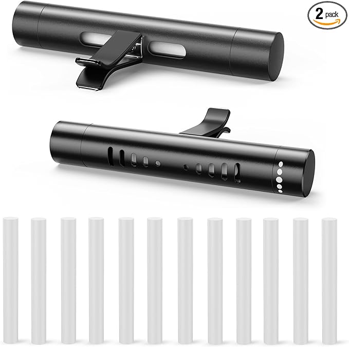 2pcs Car Air Freshener Diffuser Vent Clips，With 12 Odorless Refill Sticks,Essential Oil Car Diffuser Suitablefor:Car,Bathroom,OfficeScenario,Cloakroom,Bedrooms,Present (Black) - Bloomnest