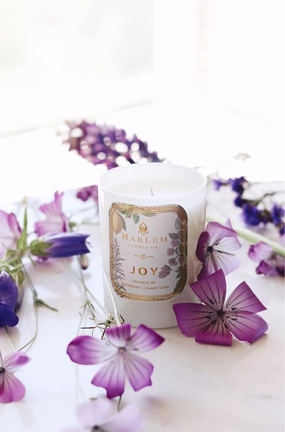 HARLEM CANDLE CO. - Joy - Luxury Scented Soy Candle, 11 oz - 80-Hour Burn Time | Fresh Mint, Italian Lemon, Rosemary, Jasmine Petals, Cedarwood, Amber Musk | Scented Candles for Home - Bloomnest